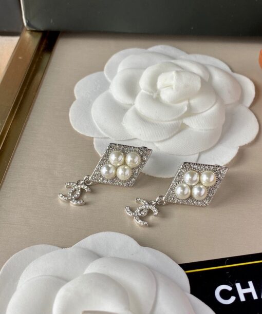 Alternative view of Chanel Double C Pendant Earrings Silver For Women