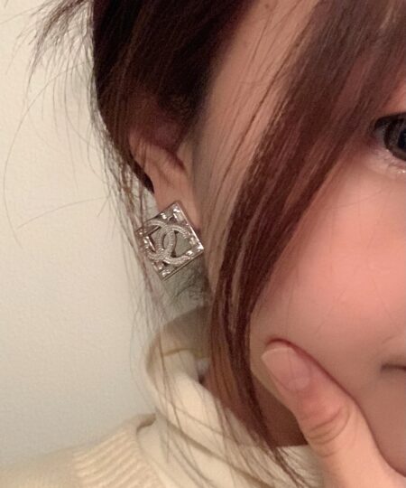 Alternative view of Chanel Double C Square Earrings Silver For Women