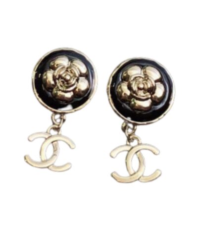 Chanel Flower Earrings Black For Women