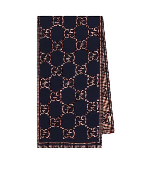 Gucci GG Style Scarf Dark Blue 180cm/71in For Women