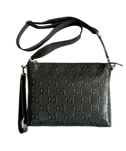Gucci GG Embossed Medium Messenger Bag Black GG Embossed For Men 12in/31cm GG 696009 1W3CN 1000