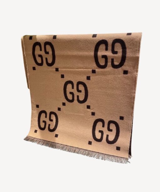 Gucci Wool Silk Scarf Beige For Women