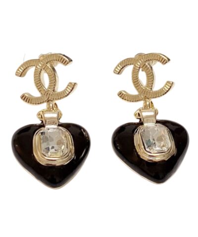 Chanel Heart Earrings Black For Women