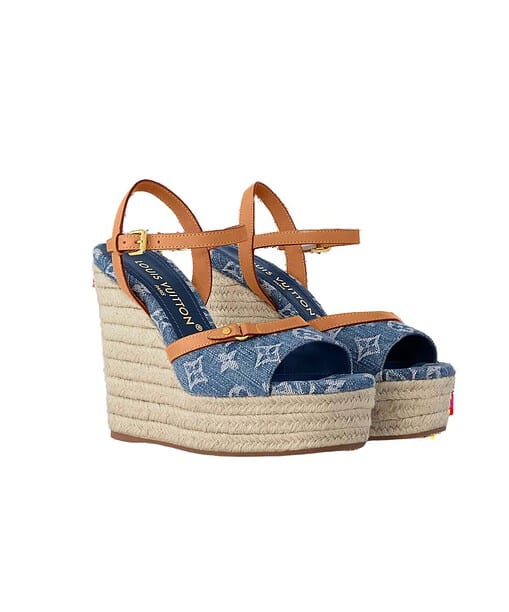 Louis Vuitton Helios Wedge Sandal Blue For Women 1ACIZV