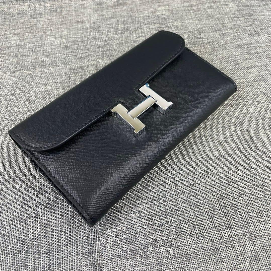 Hermes Constance Togo Long Wallet 20cm/7.9in Silver Toned Hardware For Women Black - Image 2