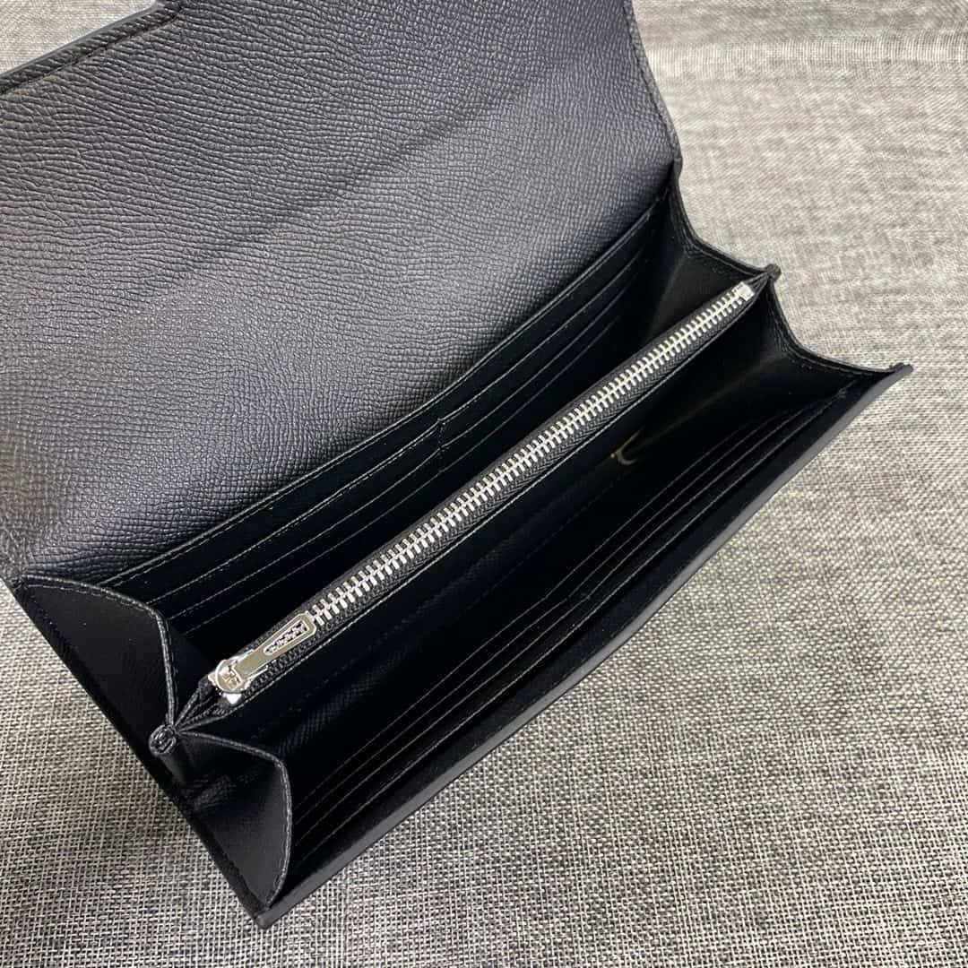 Hermes Constance Togo Long Wallet 20cm/7.9in Silver Toned Hardware For Women Black - Image 4