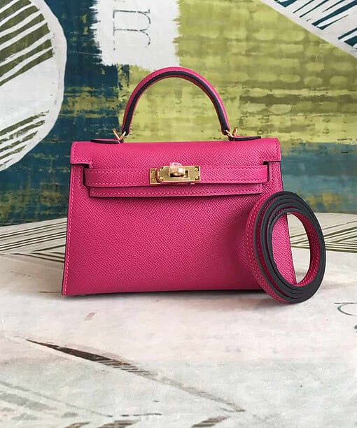 Hermes Mini Kelly Pink For Women Gold Toned Hardware 7.5in/19cm