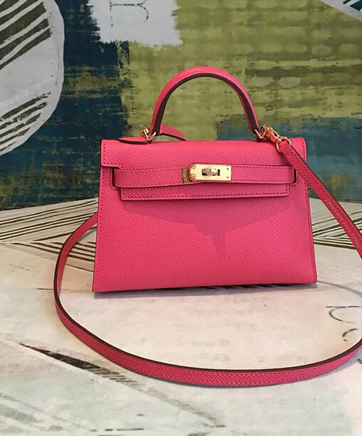 Hermes Mini Kelly Pink For Women Gold Toned Hardware 7.5in/19cm