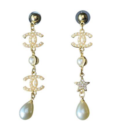 Chanel Large Asymmetrical Earrings Gold For Women