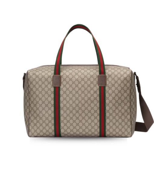 Gucci Large Duffle Bag With Web Beige For Men 20.5 In/ 52 Cm 760152 FACK7 9768