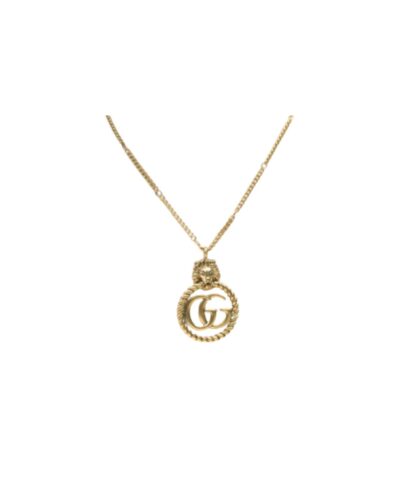Gucci Lion Head Necklace Gold Tone For Women