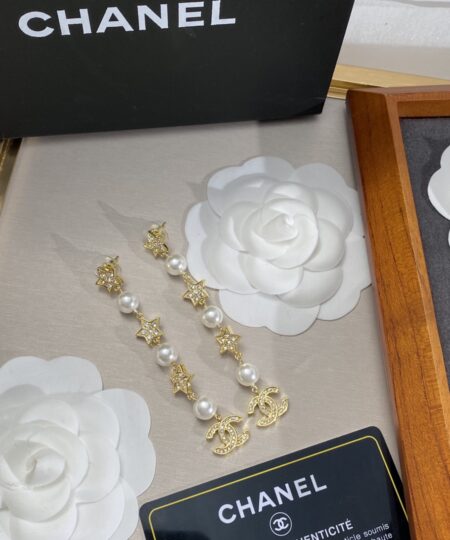 Alternative view of Chanel Long Star Earrings Gold For Women