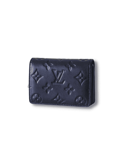Lou Wallet Monogram Embossed Black For Women 4.3in/11cm