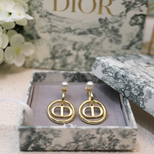 Dior Metal CD Circle Earrings Gold Tone For Women - Image 7