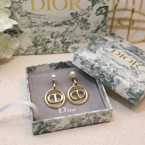 Dior Metal CD Circle Earrings Gold Tone For Women - Image 6