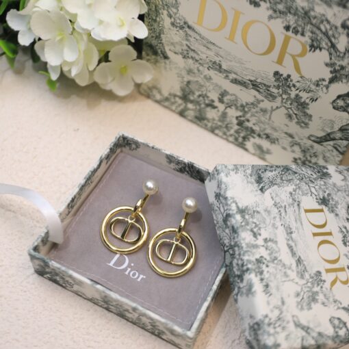 Dior Metal CD Circle Earrings Gold Tone For Women - Image 5