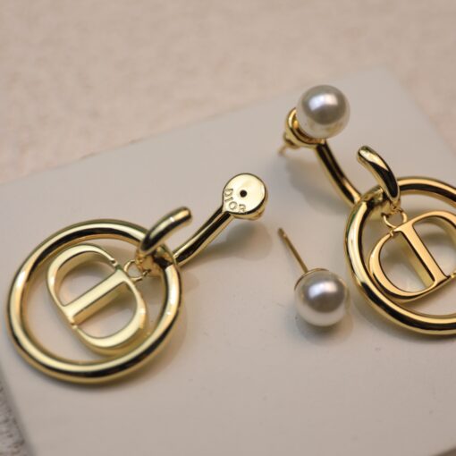 Dior Metal CD Circle Earrings Gold Tone For Women - Image 4