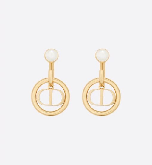 Dior Metal CD Circle Earrings Gold Tone For Women - Image 3