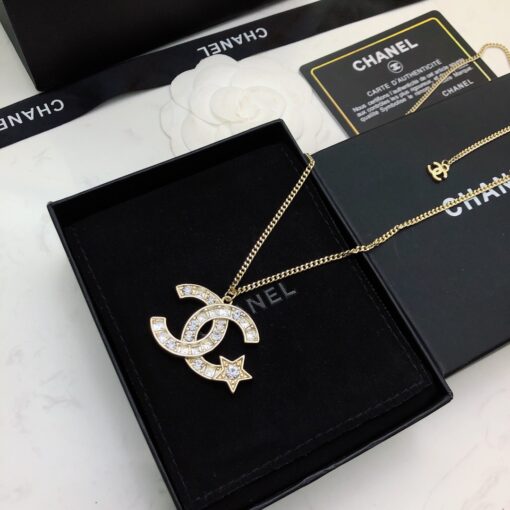 Chanel Mini Star With Douple C Necklace Gold Tone For Women - Image 6