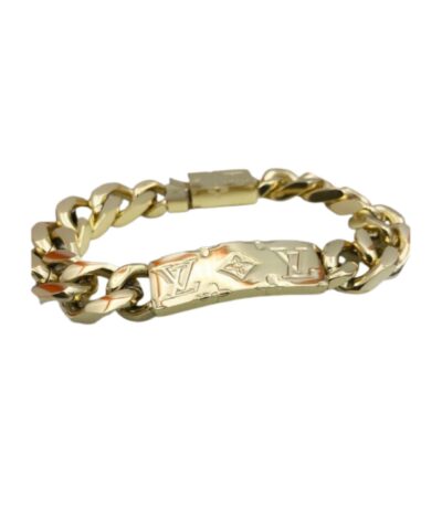 Louis Vuitton Monogram Chain Bracelet Gold Tone For Men