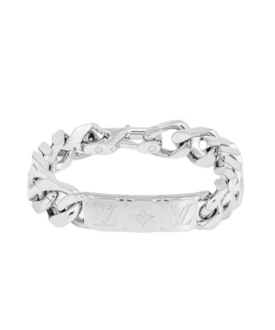 Louis Vuitton Monogram Chain Bracelet Silver Tone For Men M00855