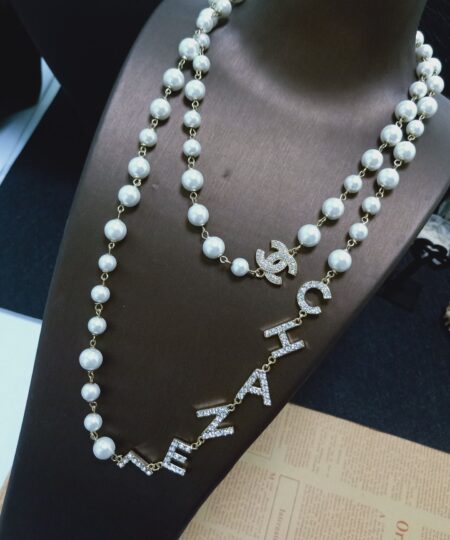 Alternative view of Chanel Multi Layered Letters Links Pearl Necklace White For Women