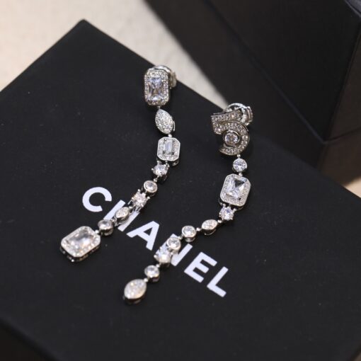 Chanel N?5 Drop Earrings Silver Tone For Women - Image 5