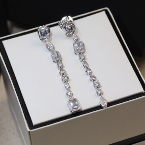 Chanel N?5 Drop Earrings Silver Tone For Women - Image 3