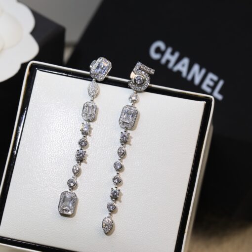 Chanel N?5 Drop Earrings Silver Tone For Women - Image 2