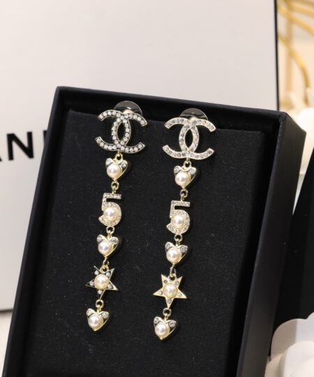 Alternative view of Chanel Number 5 Long Earrings Gold Tone For Women