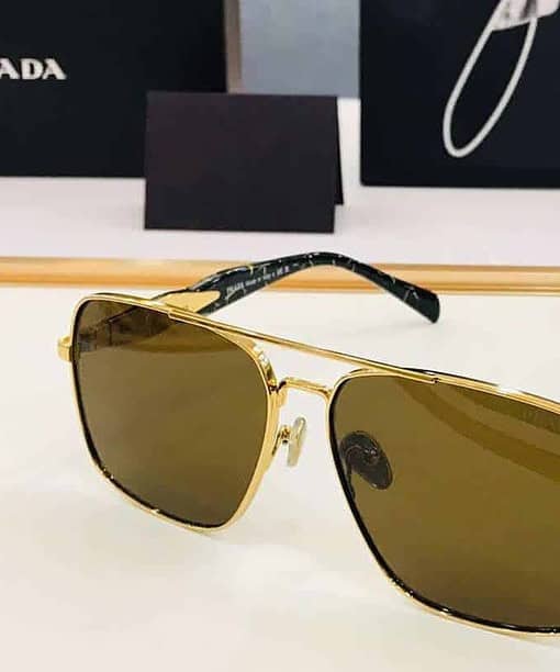 Prada Letter Logo Sunglasses Gold For Women