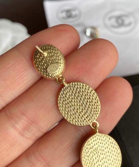 Alternative view of Chanel Printed Many Details Earrings Gold Tone For Women