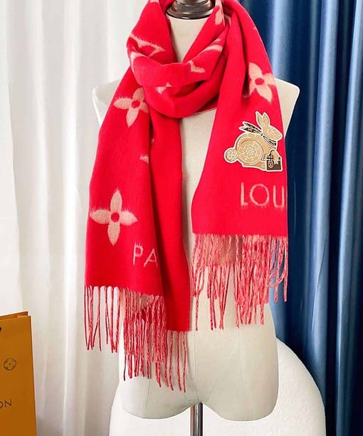 Louis Vuitton Precious Rabbit LV Essential Scarf Red For Women