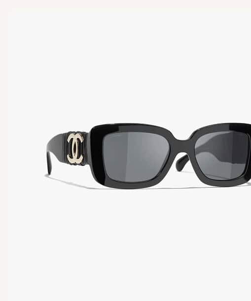 Chanel Rectangle Sunglasses Black For Women A71480 X02123 S2214