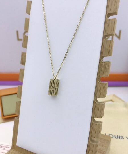 Alternative view of Louis Vuitton Rectangular Pendant Necklace Gold Tone For Women