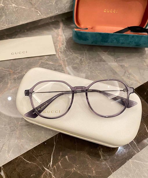 Gucci Round Frame Flat Sunglasses Light Purple For Women