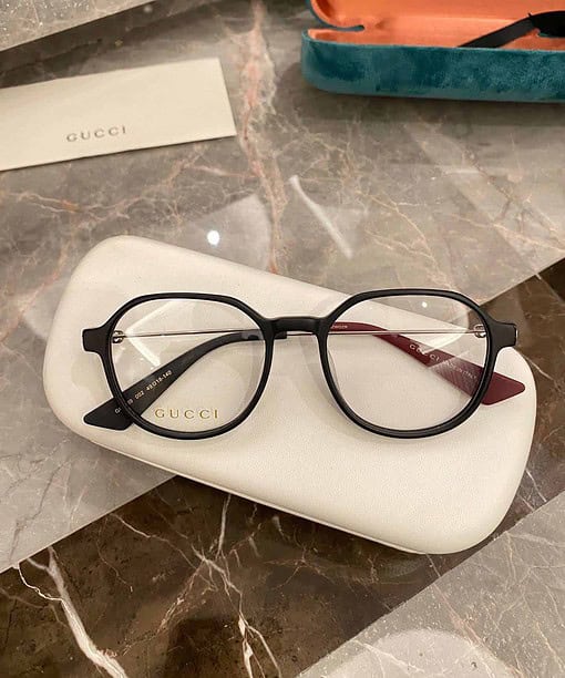 Gucci Round Frame Flat Sunglasses Black For Women