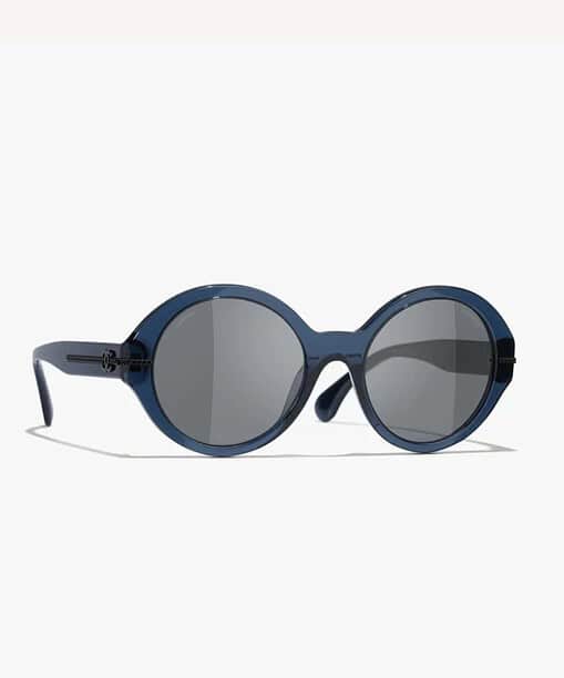 Chanel Round Sunglasses Blue For Women A71566 X08101 S0314