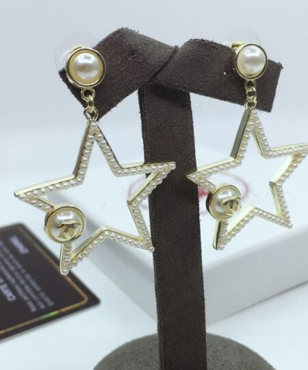 Alternative view of Chanel Star Frame Earrings Gold Tone For Women
