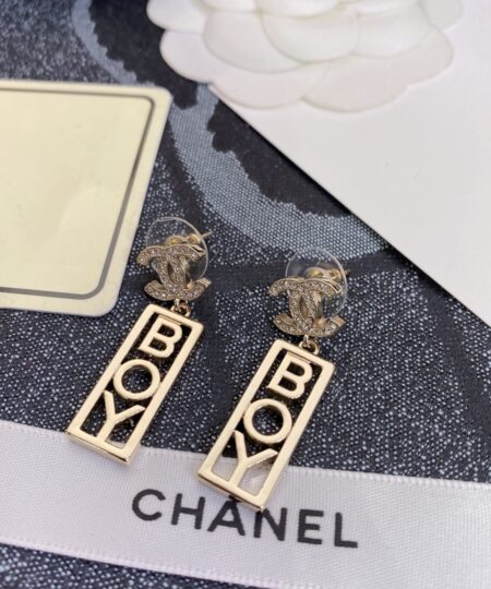 Alternative view of Chanel Strass CC BOY Drop Earrings Gold For Women