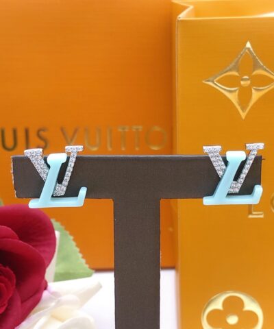 Louis Vuitton Studded Diamond Earrings Silver For Women