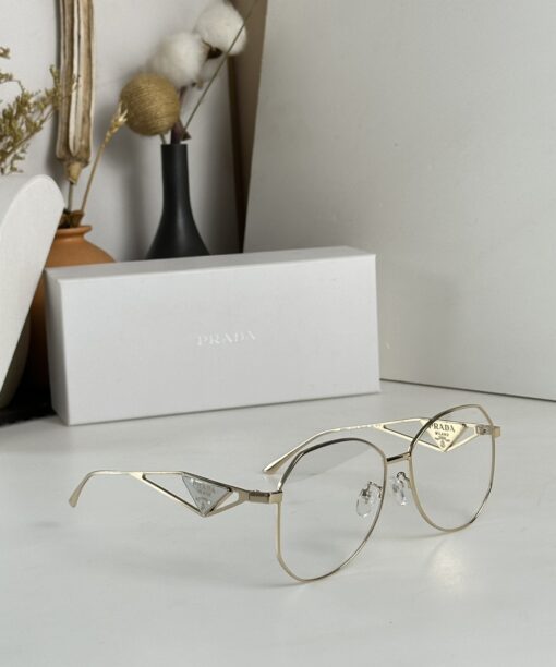 Prada Sunglasses With Triangle Logo Gold For Women