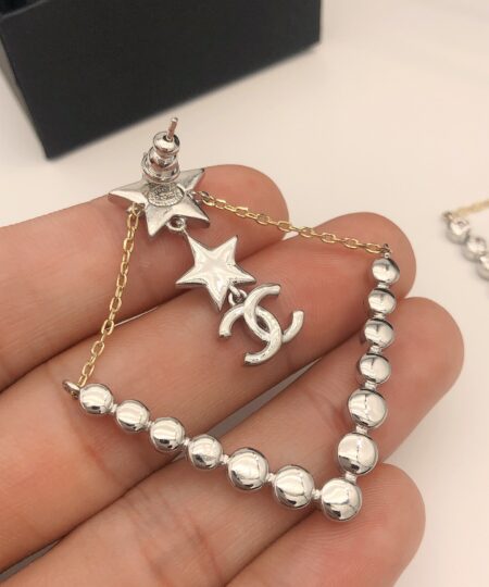 Alternative view of Chanel Triangle Star Crystal Earrings Silver For Women