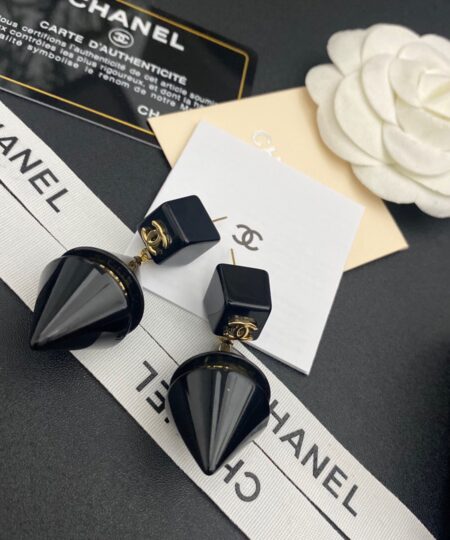 Alternative view of Chanel Two Symmetrical Cones Earrings Black For Women