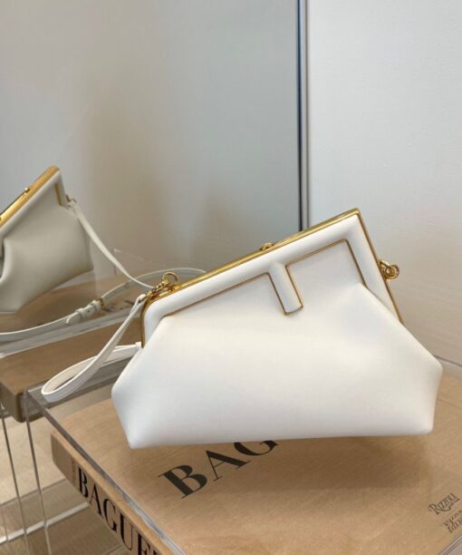 Fendi First Small White For Women, Women's HandBags, Shoulder And Crossbody Bags 10.2in/26cm FF 8BP129ABVEF1C76