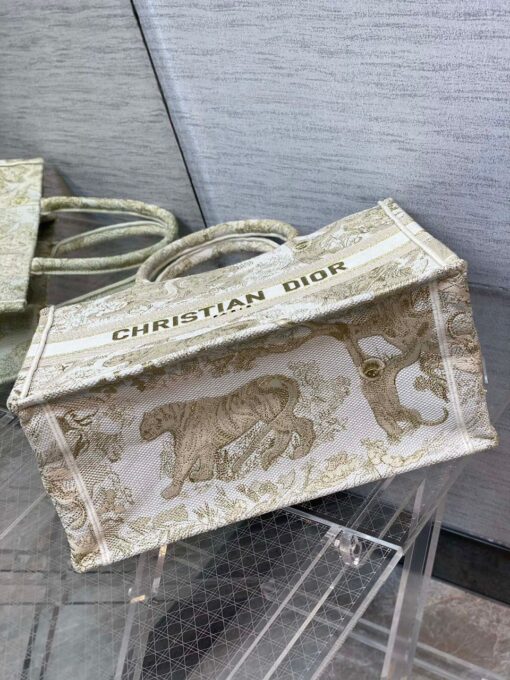 Christian Dior Medium Dior Book Tote Gold-Tone Toile de Jouy Embroidery, Gold, For Women 36cm CD M1296ZTQO_M01E - Image 7