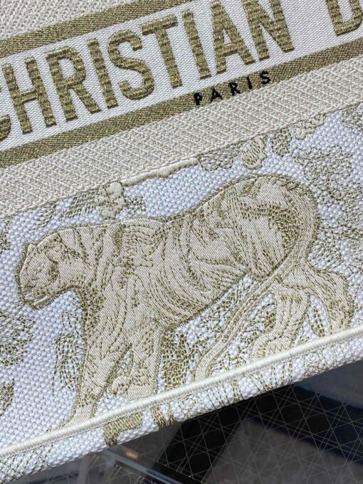 Christian Dior Medium Dior Book Tote Gold-Tone Toile de Jouy Embroidery, Gold, For Women 36cm CD M1296ZTQO_M01E - Image 5
