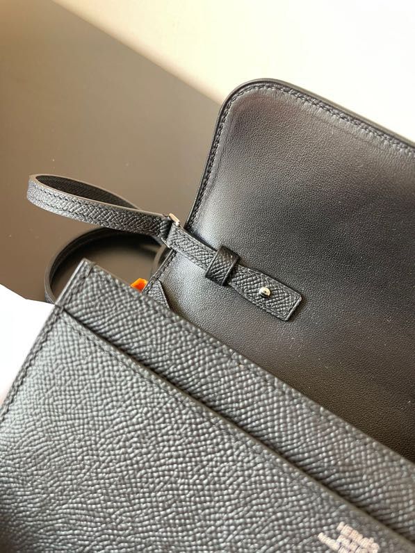 Hermes Constance Togo Long Wallet  21cm/8.3in Silver Toned Hardware For Women Black - Image 4