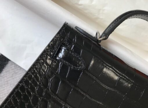 Hermes Mini Kelly 19 Black Silver Toned Hardware Bag For Women, Women's Handbags, Shoulder Bags 7.5in/19cm - Image 6