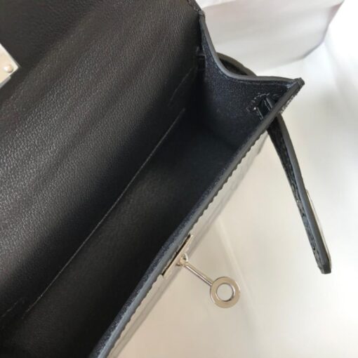 Hermes Mini Kelly 19 Black Silver Toned Hardware Bag For Women, Women's Handbags, Shoulder Bags 7.5in/19cm - Image 8